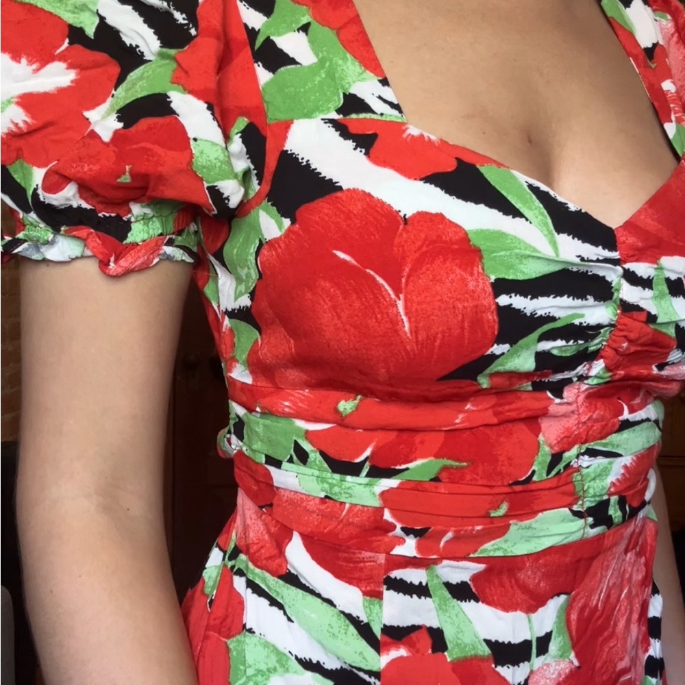 ASOS Red and Green Floral Midi Dress